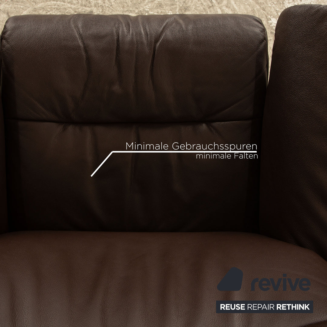 Stressless Sunrise Leder Sessel Braun manuelle Funktion Relaxfunktion inkl. Hocker Größe M