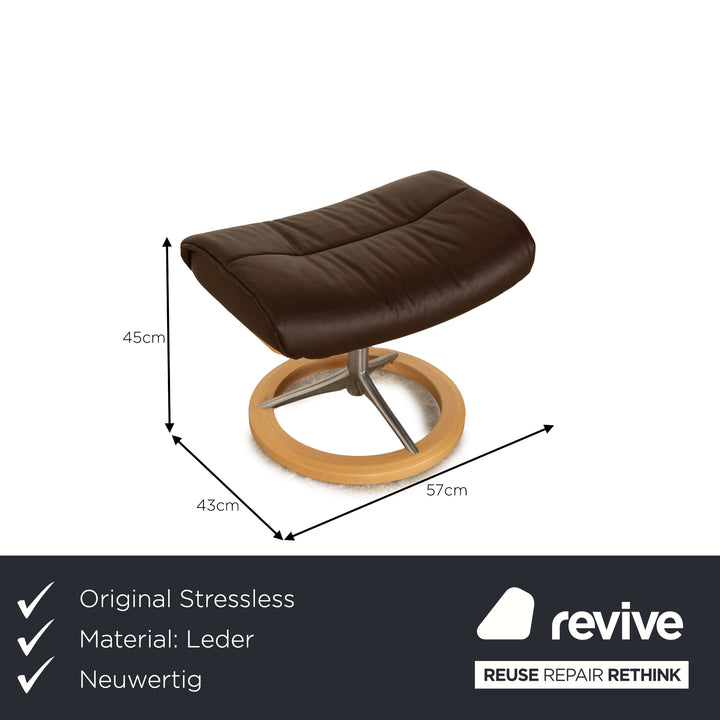 Stressless Sunrise Leder Sessel Braun manuelle Funktion Relaxfunktion inkl. Hocker Größe M