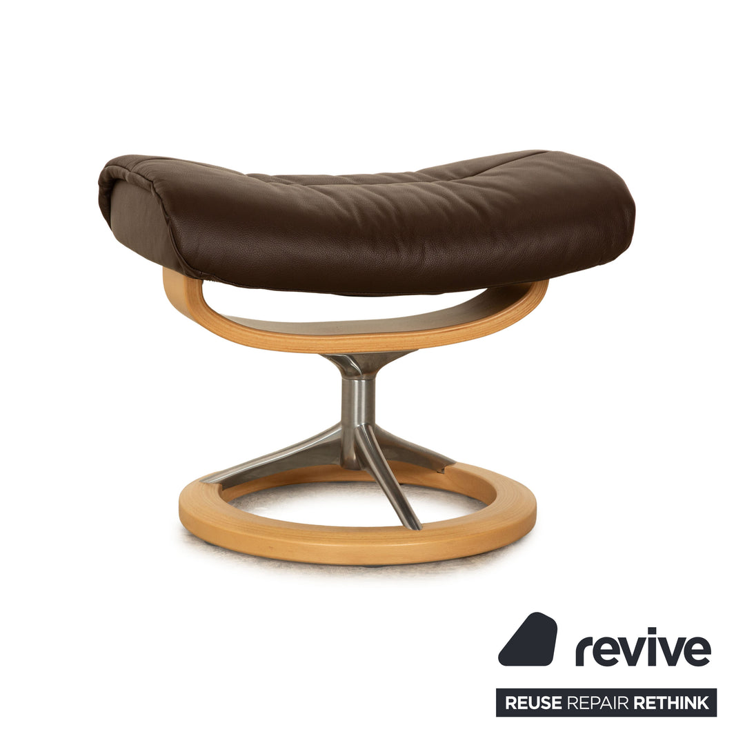 Stressless Sunrise Leder Sessel Braun manuelle Funktion Relaxfunktion inkl. Hocker Größe M