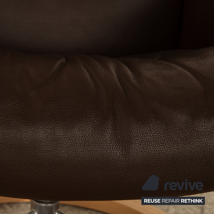Stressless Sunrise Leder Sessel Braun manuelle Funktion Relaxfunktion inkl. Hocker Größe M