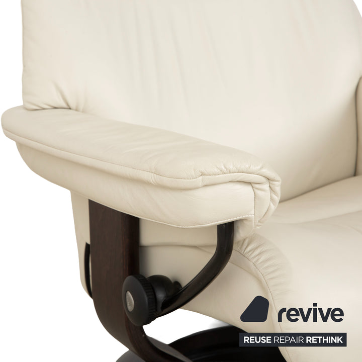 Stressless Sunrise Leder Sessel Creme inkl. Hocker manuelle Funktion