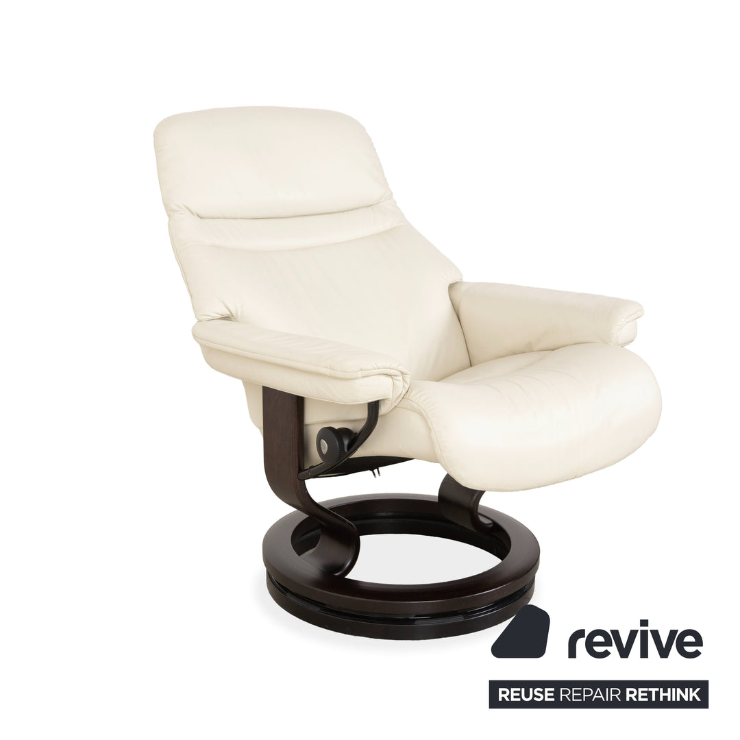 Stressless Sunrise Leder Sessel Creme inkl. Hocker manuelle Funktion