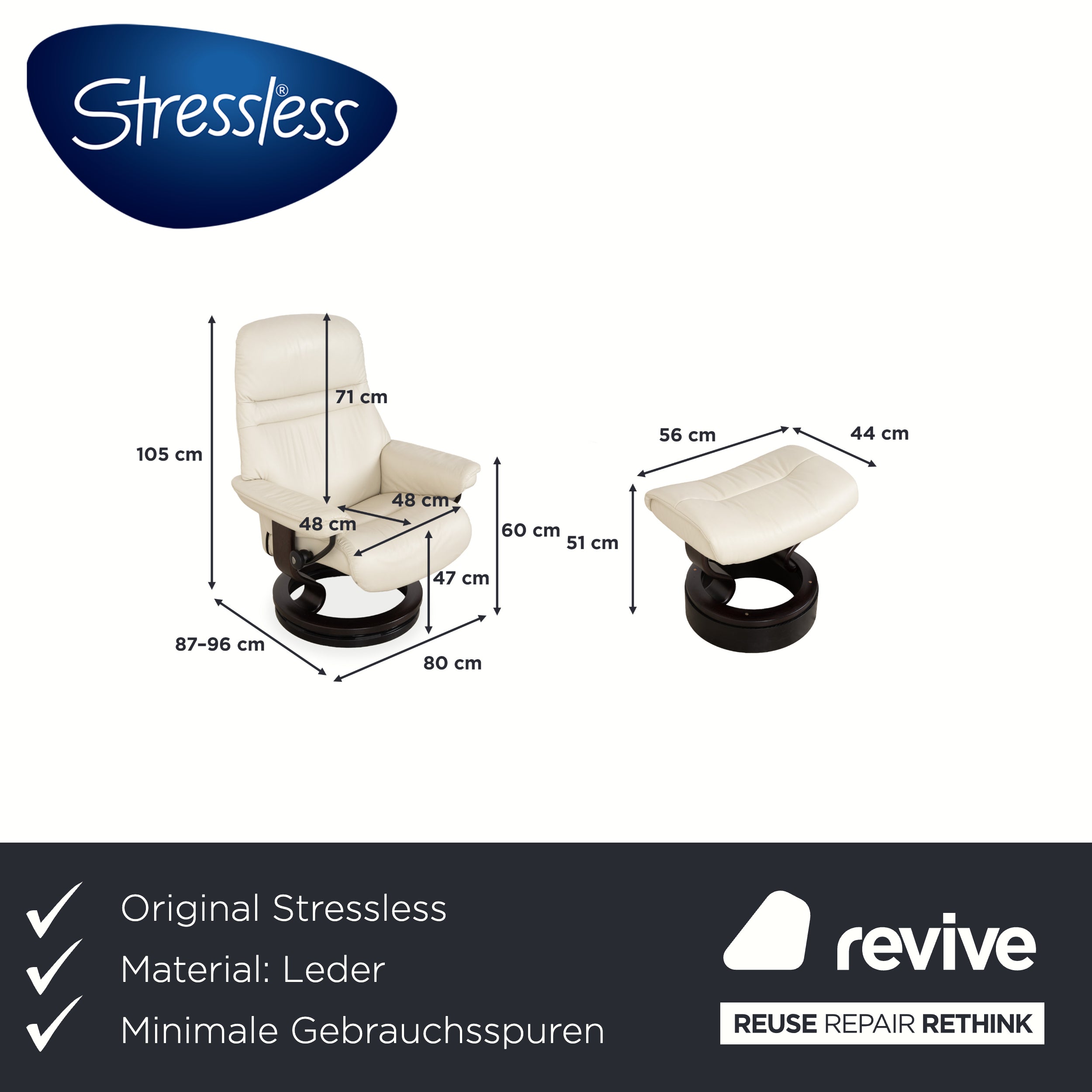Stressless Sunrise Leather Recliner Cream incl. Footstool, Manual Function