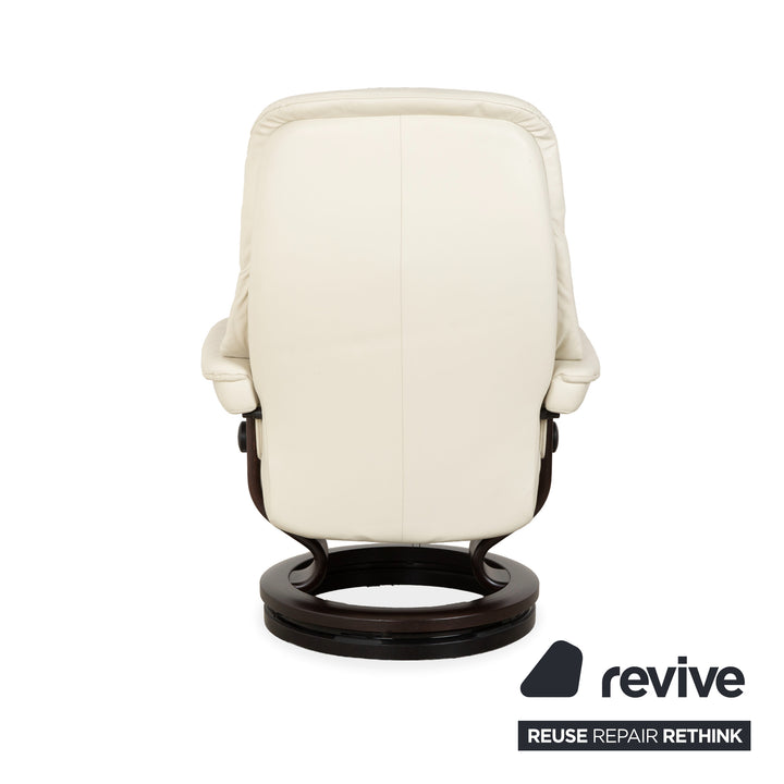 Stressless Sunrise Leder Sessel Creme inkl. Hocker manuelle Funktion