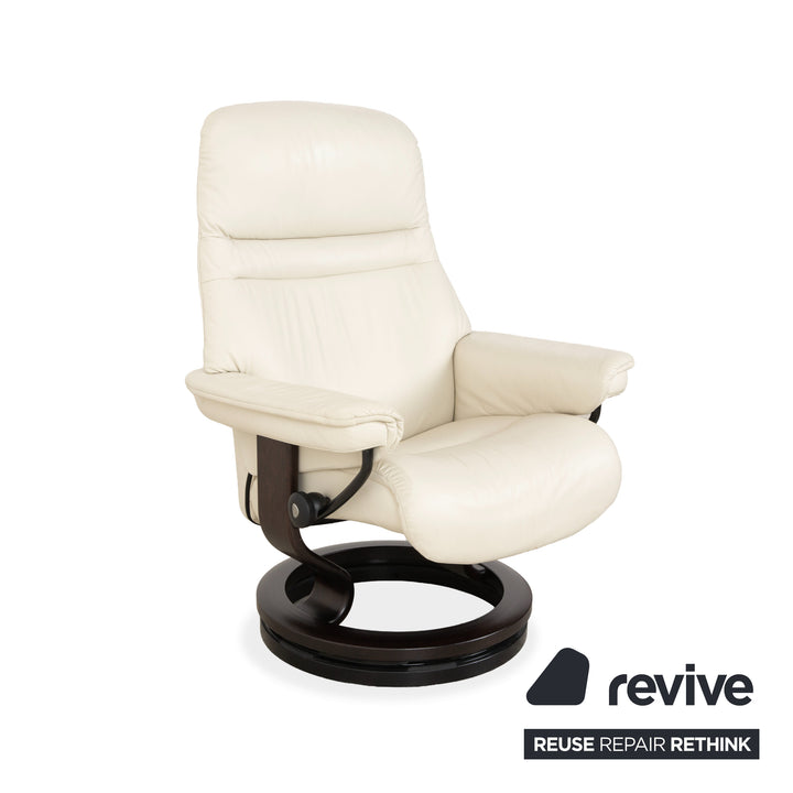 Stressless Sunrise Leder Sessel Creme inkl. Hocker manuelle Funktion