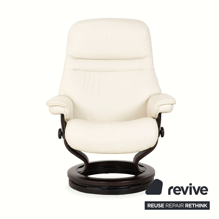 Stressless Sunrise Leder Sessel Creme inkl. Hocker manuelle Funktion