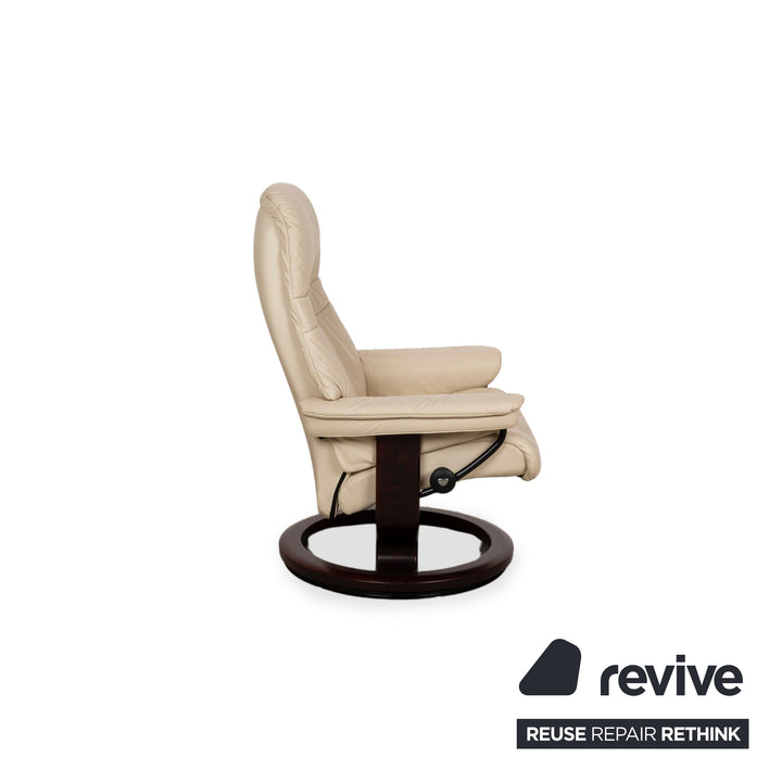 Stressless Sunrise Leather Armchair Cream manual function incl. stool