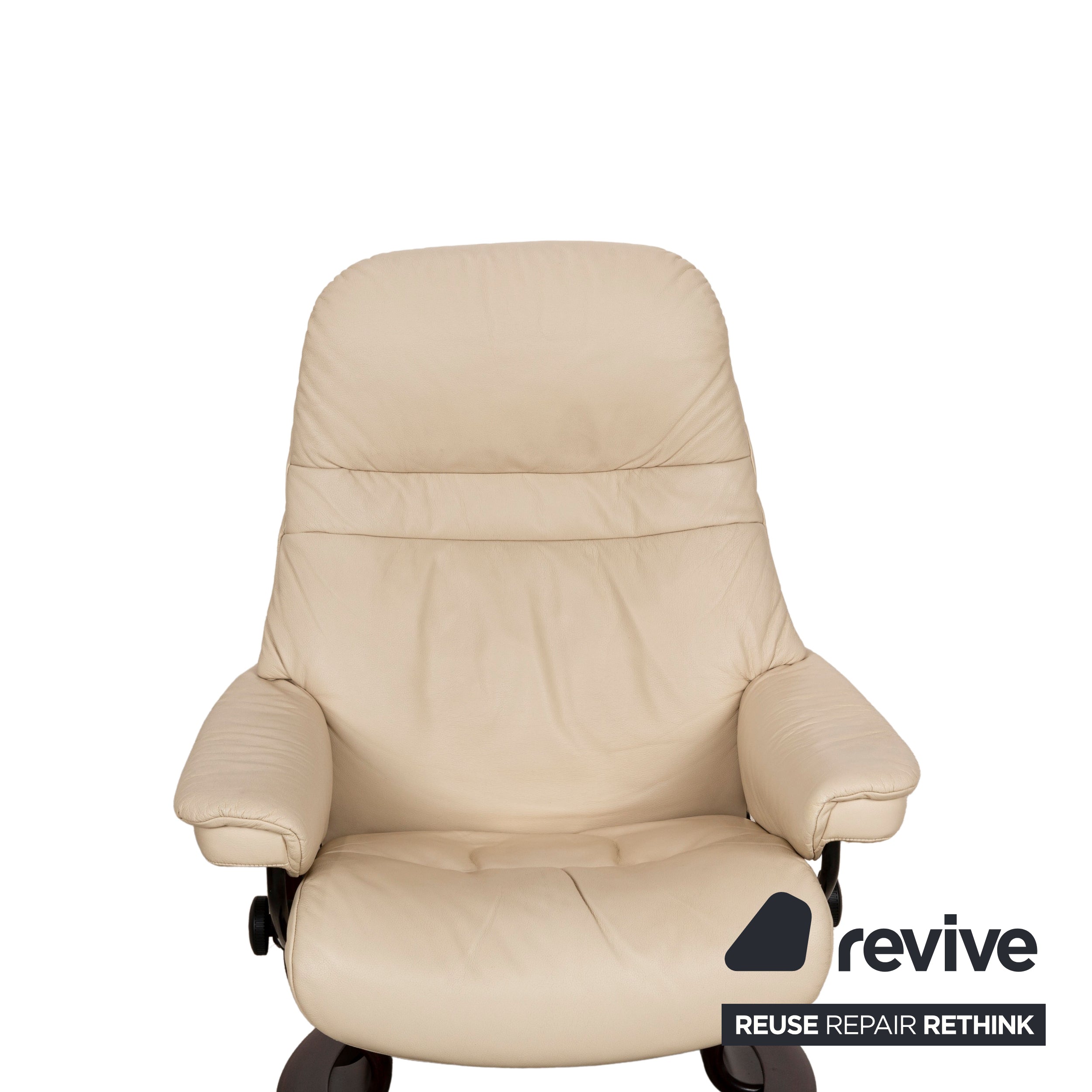 Fauteuil en cuir Stressless Sunrise crème fonction manuelle avec tabouret