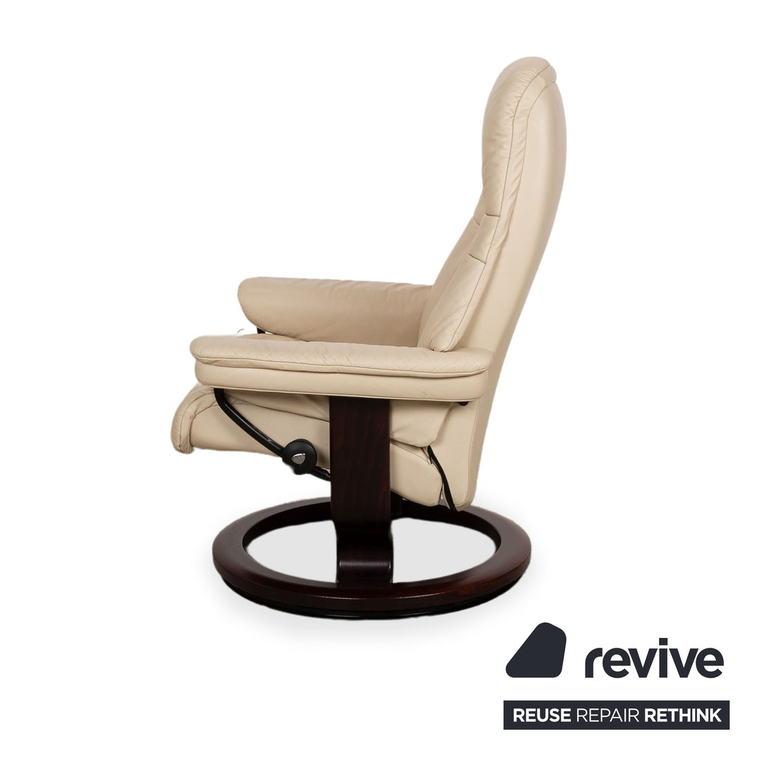 Stressless Sunrise Leder Sessel Creme manuelle Funktion inkl. Hocker