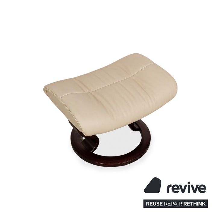 Stressless Sunrise Leather Armchair Cream manual function incl. stool