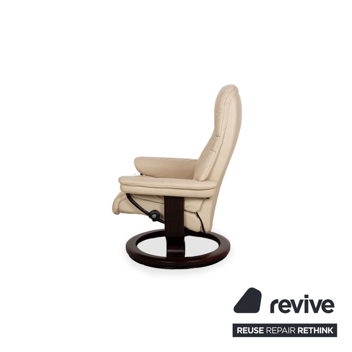 Stressless Sunrise Leather Armchair Cream manual function incl. stool