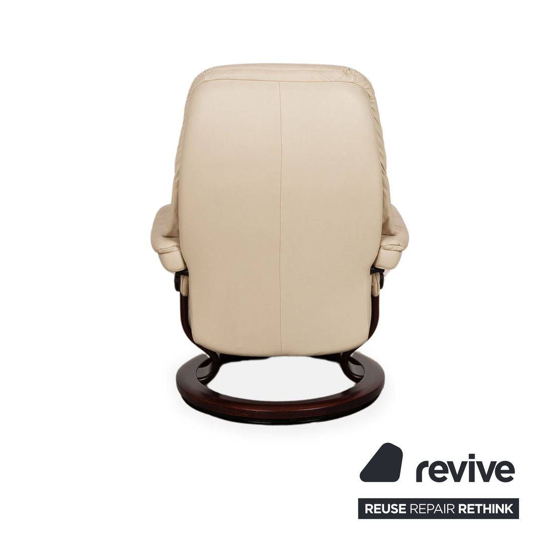 Stressless Sunrise Leder Sessel Creme manuelle Funktion inkl. Hocker