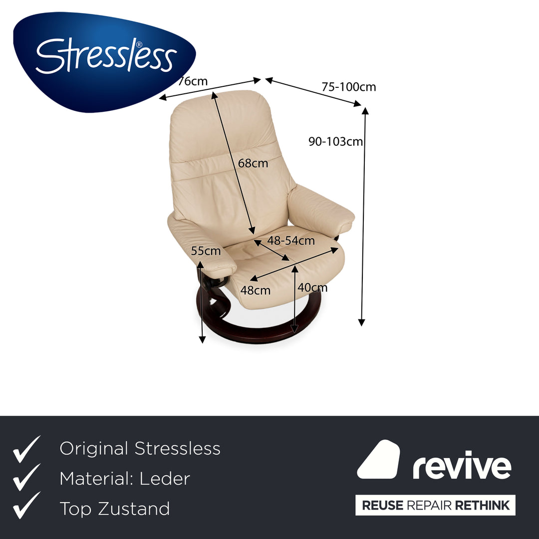 Stressless Sunrise Leder Sessel Creme manuelle Funktion inkl. Hocker