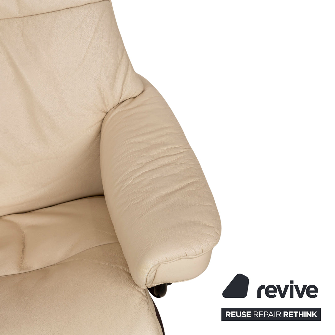 Stressless Sunrise Leder Sessel Creme manuelle Funktion inkl. Hocker