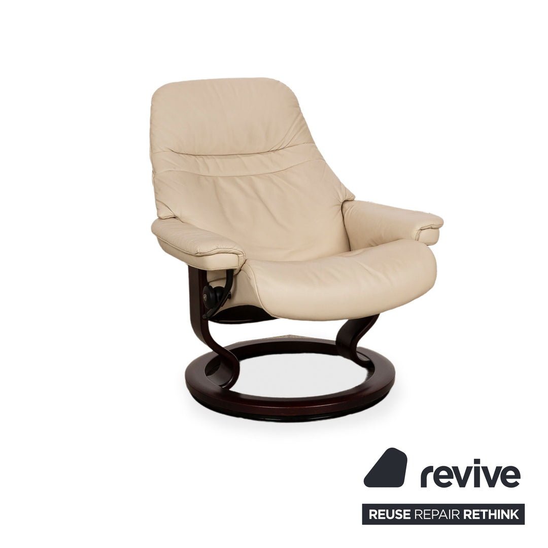 Stressless Sunrise Leder Sessel Creme manuelle Funktion inkl. Hocker