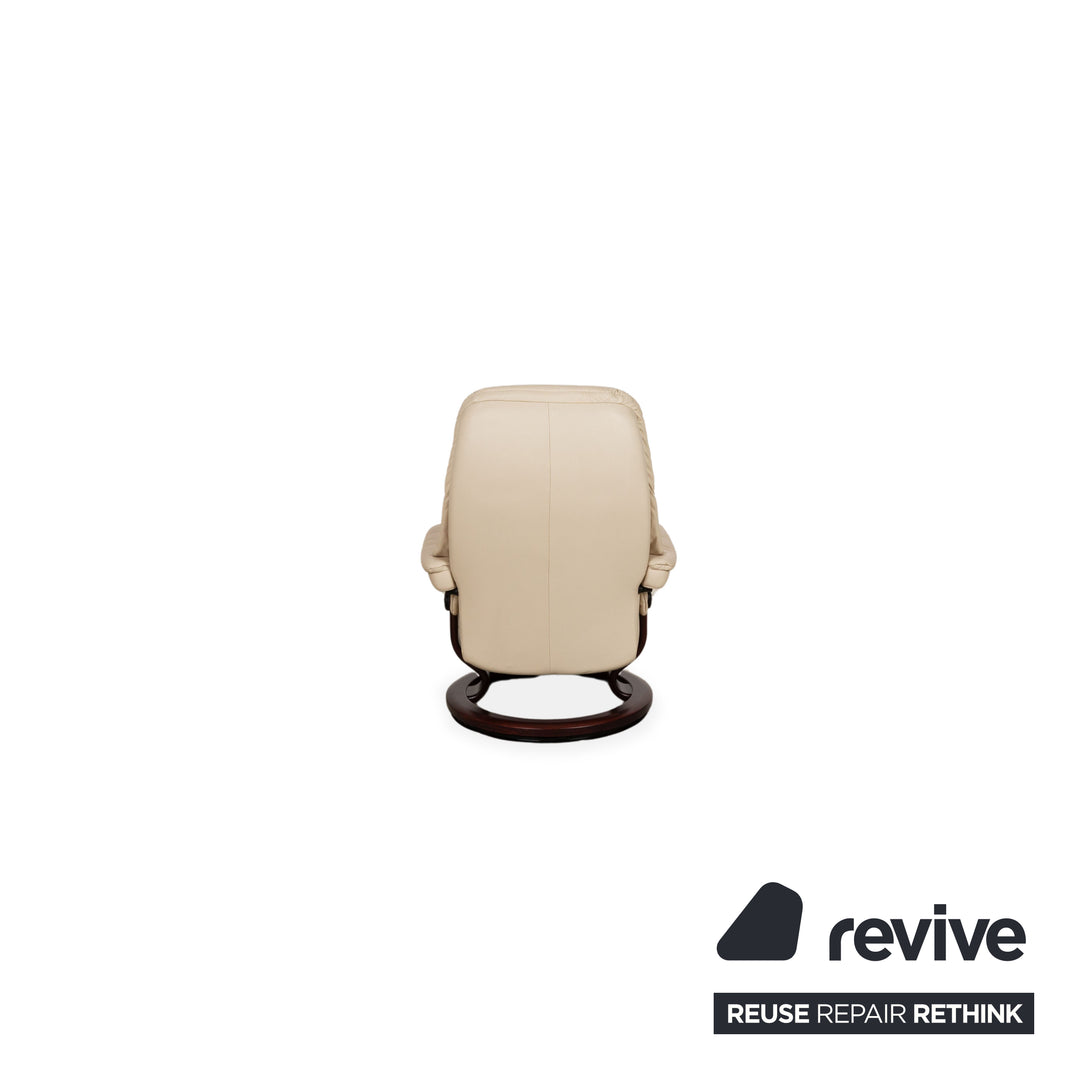 Stressless Sunrise Leather Armchair Cream manual function incl. stool