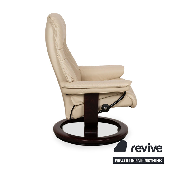 Stressless Sunrise Leder Sessel Creme manuelle Funktion inkl. Hocker