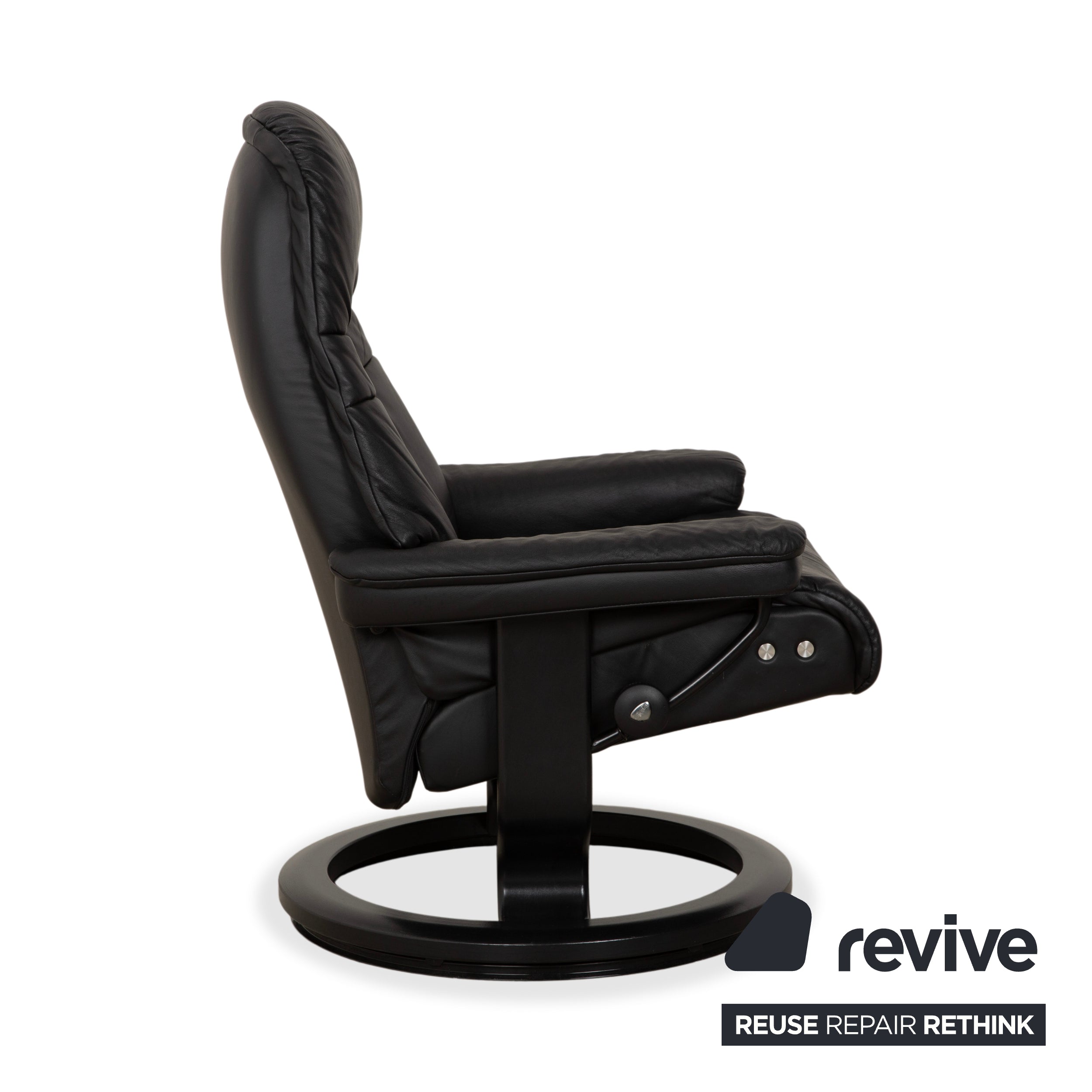 Stressless Sunrise Leather Recliner Dark Grey Anthracite with Manual Reclining Function
