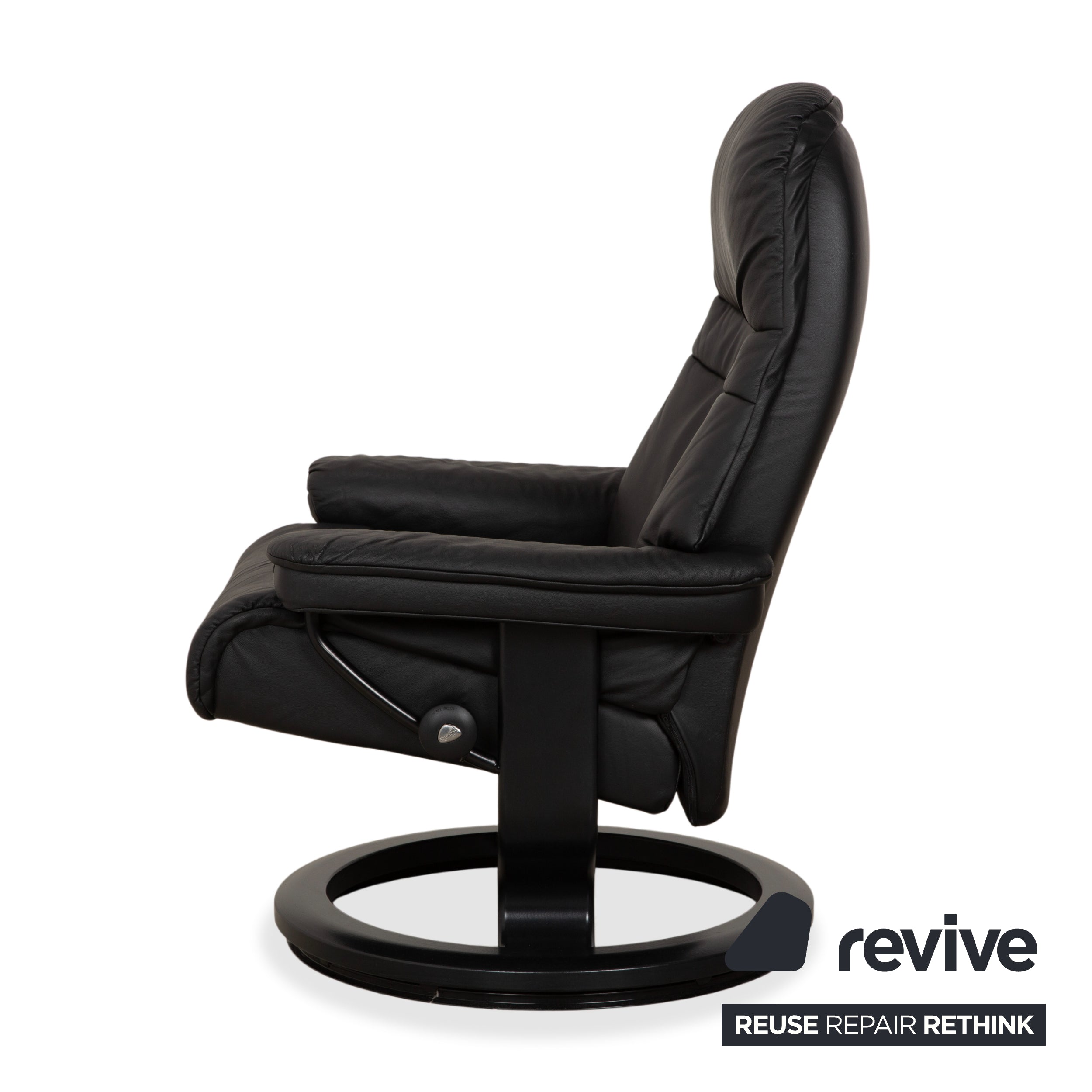 Fauteuil inclinable Stressless Sunrise en cuir gris anthracite foncé avec fonction d'inclinaison manuelle