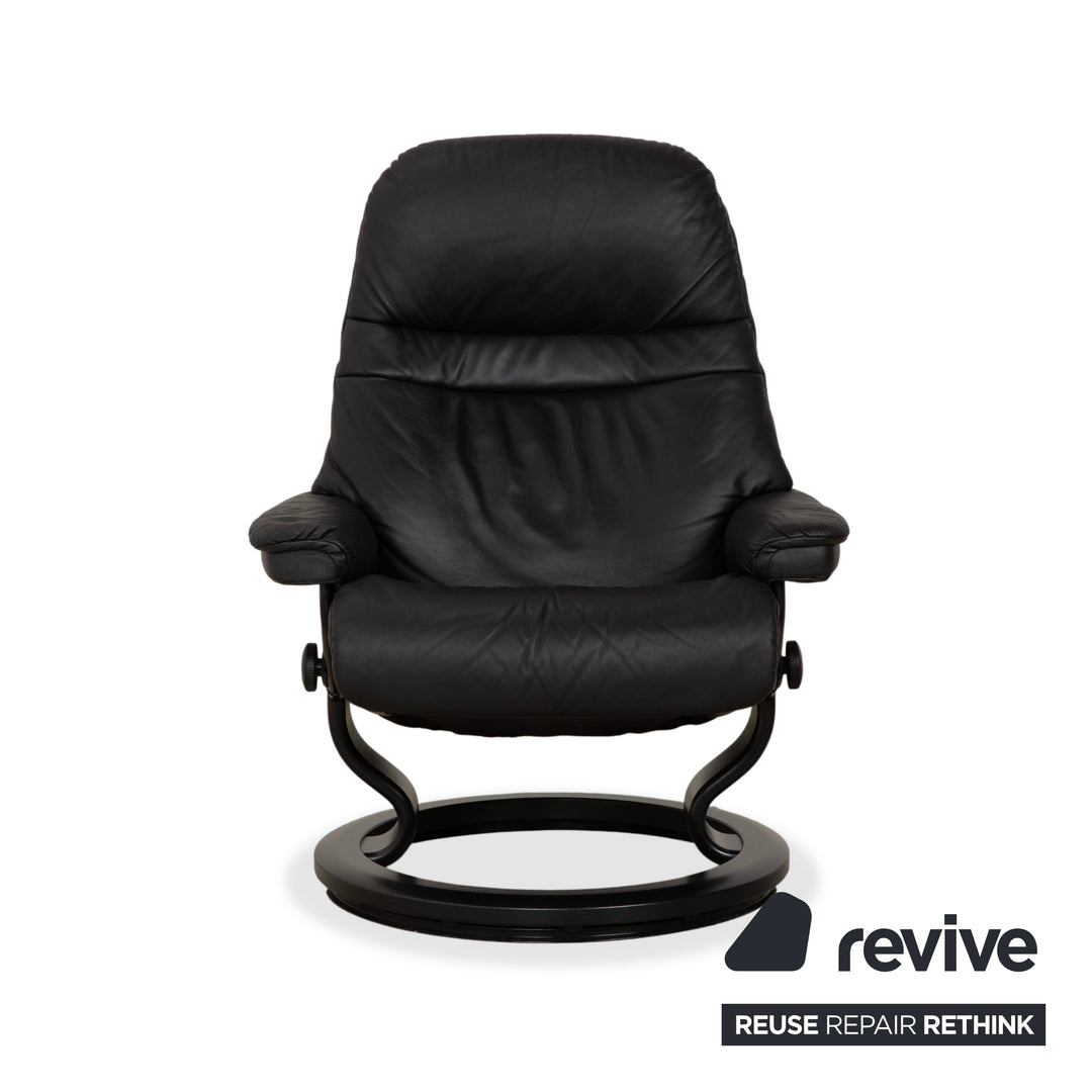 Stressless Sunrise Leder Sessel Dunkelgrau Anthrazit mit manueller Relaxfunktion
