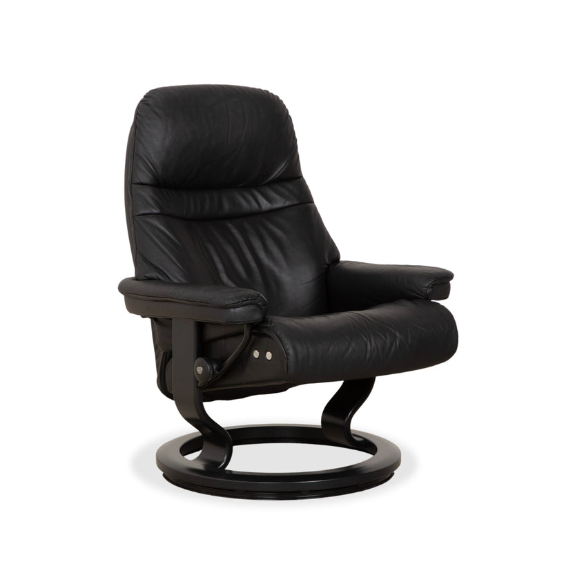 Stressless Sunrise Leather Recliner Dark Grey Anthracite with Manual Reclining Function