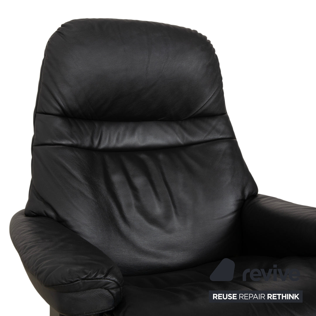 Stressless Sunrise Leather Recliner Dark Grey Anthracite with Manual Reclining Function