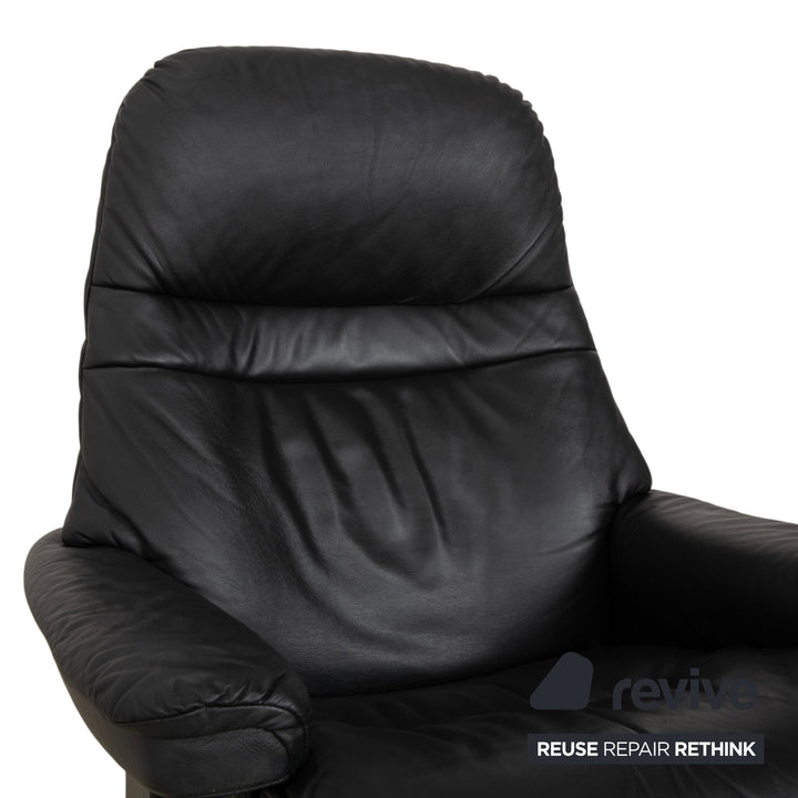 Stressless Sunrise Leather Recliner Dark Grey Anthracite with Manual Reclining Function