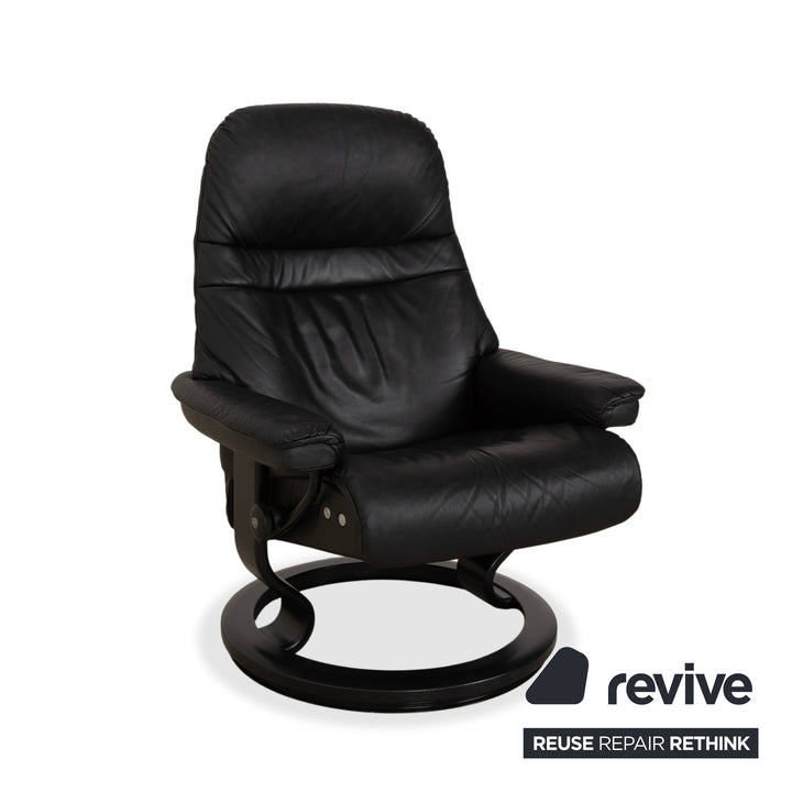 Stressless Sunrise Leder Sessel Dunkelgrau Anthrazit mit manueller Relaxfunktion
