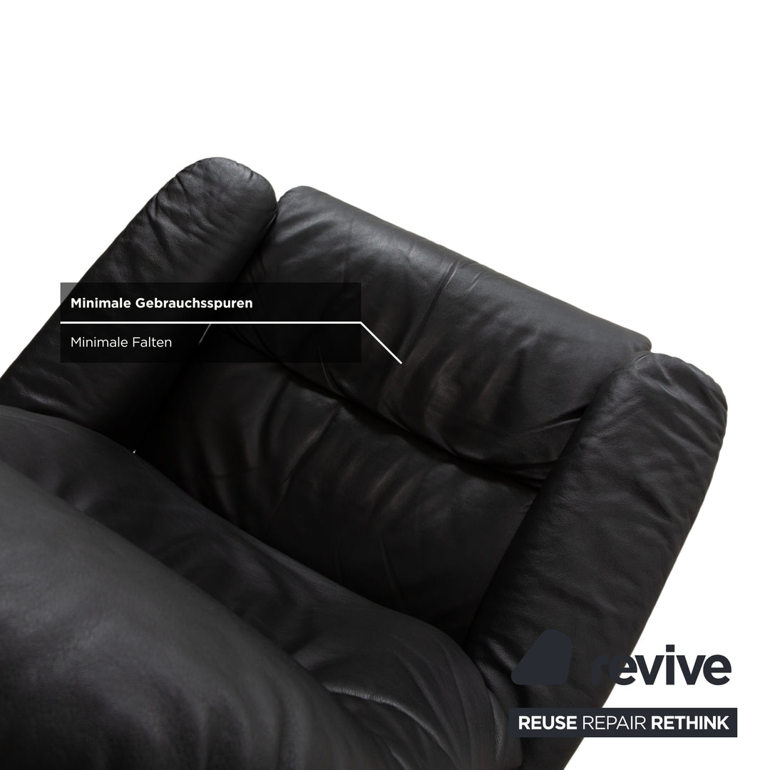 Stressless Sunrise Leather Recliner Dark Grey Anthracite with Manual Reclining Function