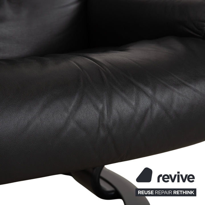 Stressless Sunrise Leather Recliner Dark Grey Anthracite with Manual Reclining Function