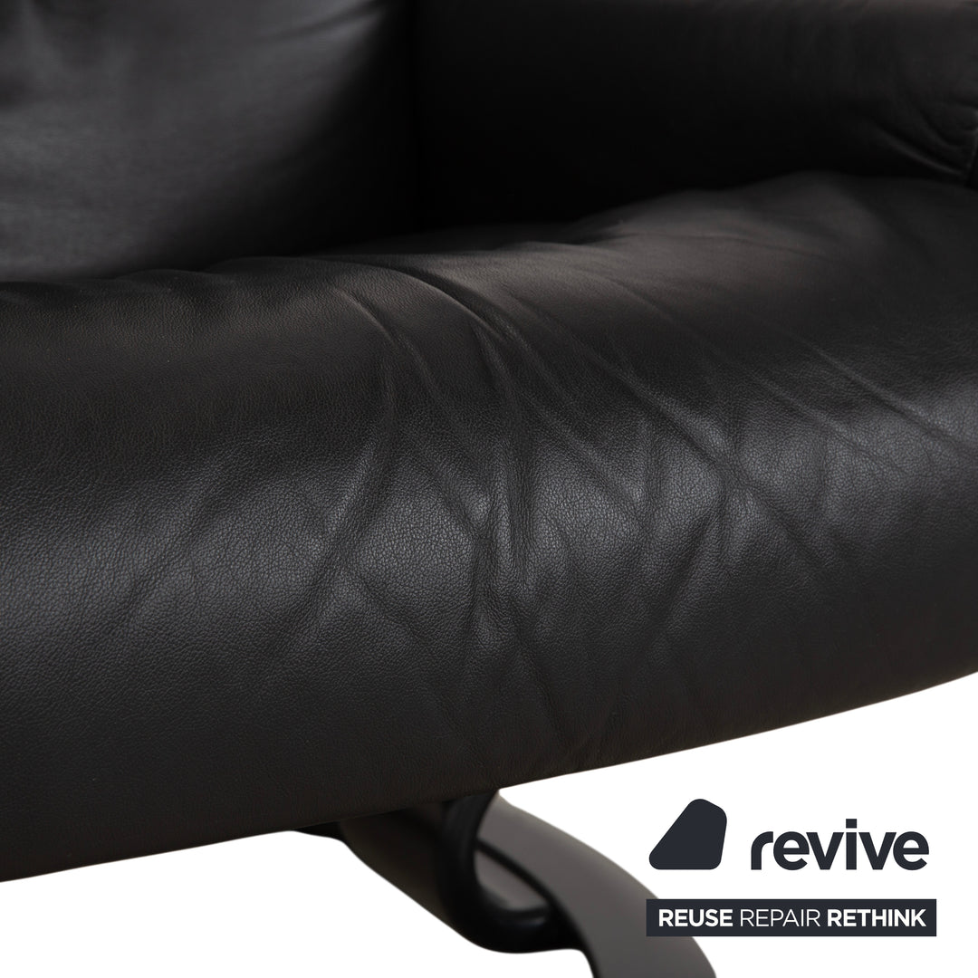 Stressless Sunrise Leder Sessel Dunkelgrau Anthrazit mit manueller Relaxfunktion