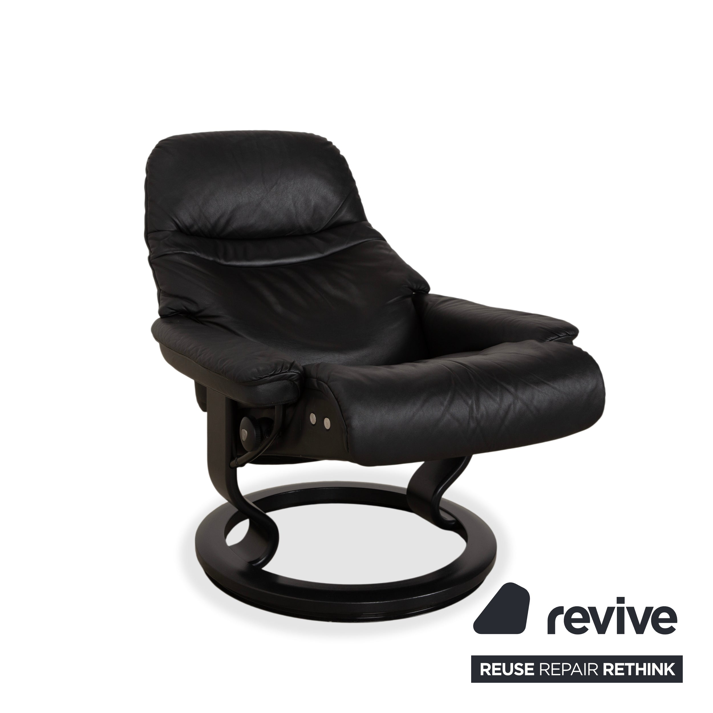 Stressless Sunrise Leather Recliner Dark Grey Anthracite with Manual Reclining Function