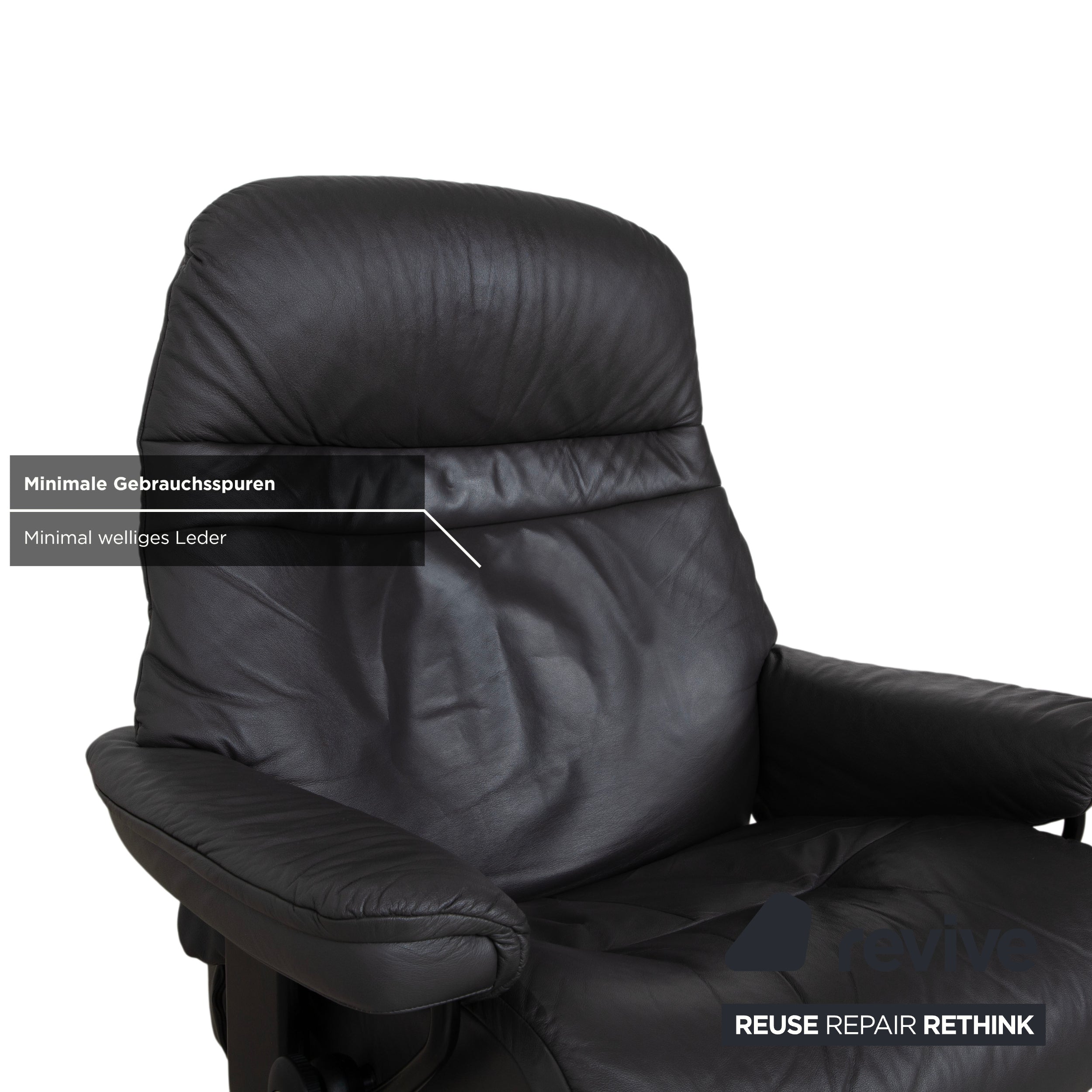 Stressless Sunrise Leather Recliner Dark Grey Anthracite Graphite Manual Function