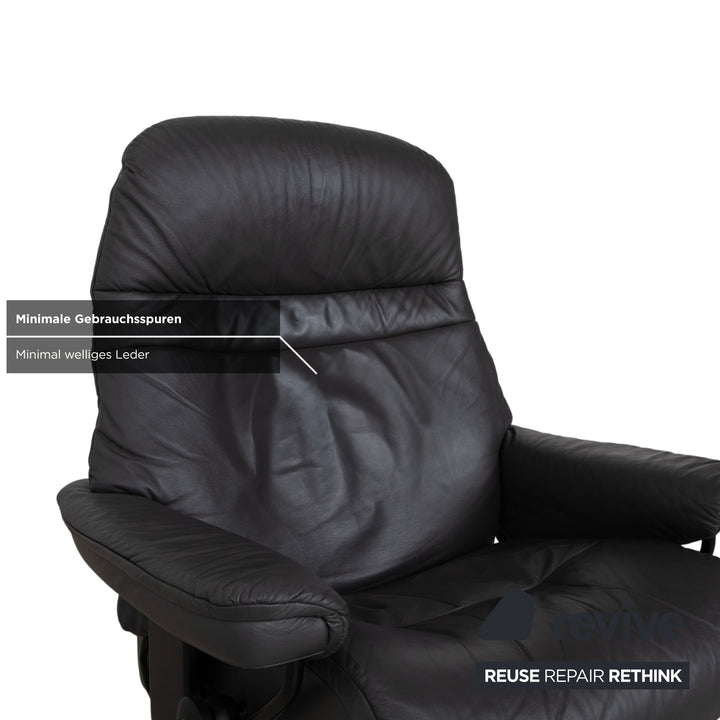 Stressless Sunrise Leather Recliner Dark Grey Anthracite Graphite Manual Function