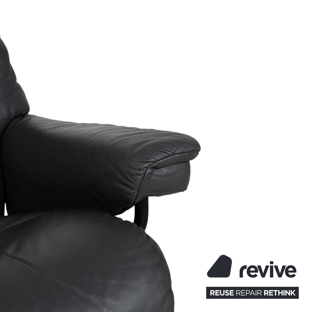 Stressless Sunrise Leather Recliner Dark Grey Anthracite Graphite Manual Function