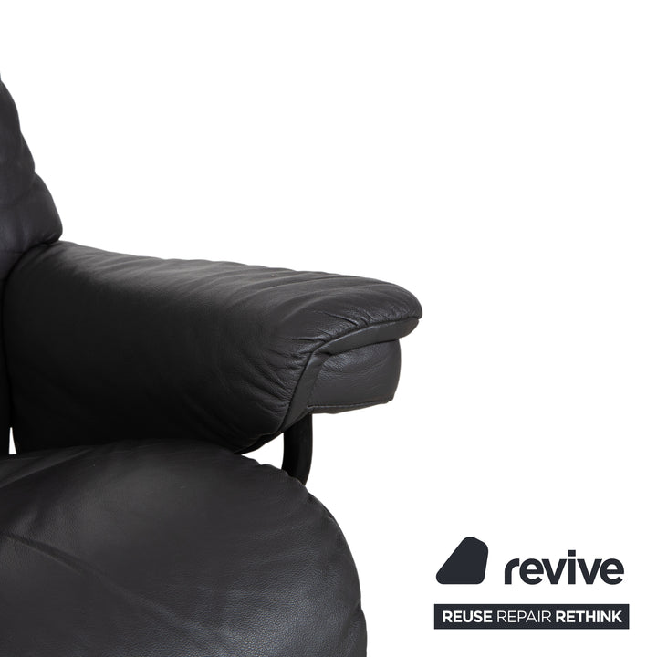 Stressless Sunrise Leather Recliner Dark Grey Anthracite Graphite Manual Function