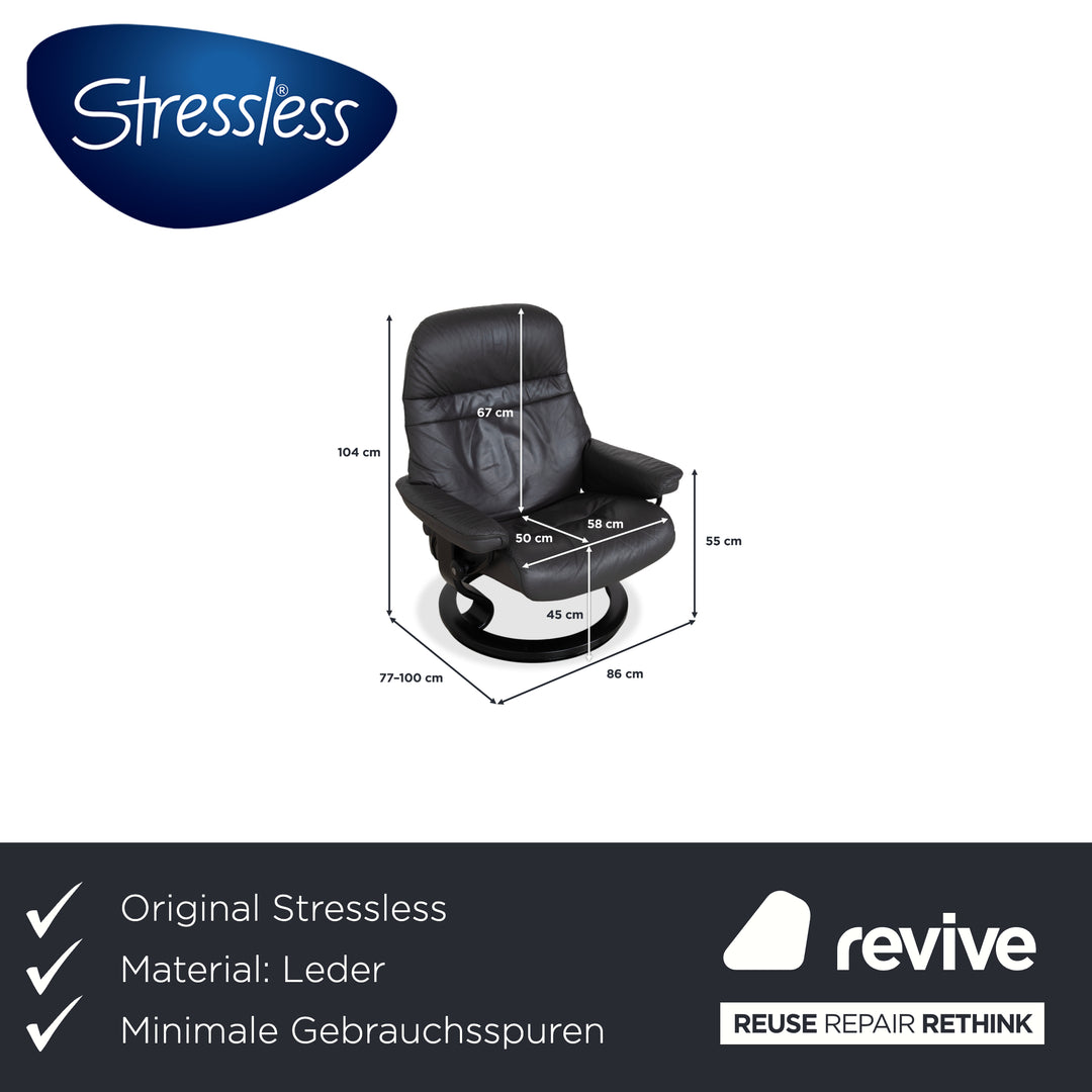 Stressless Sunrise Leather Recliner Dark Grey Anthracite Graphite Manual Function