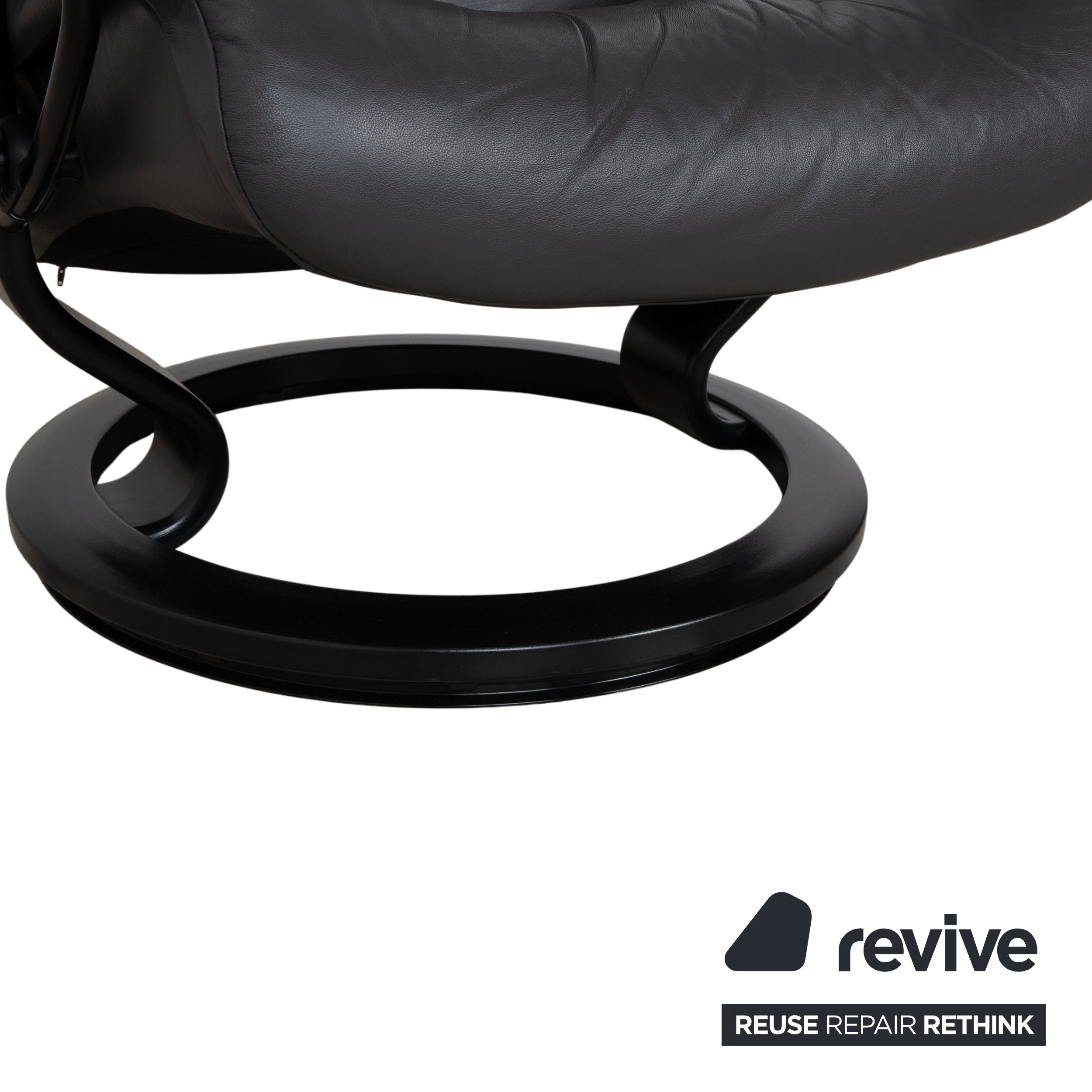 Stressless Sunrise Leather Recliner Dark Grey Anthracite Graphite Manual Function