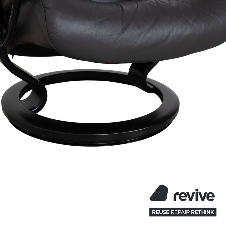 Stressless Sunrise Leather Recliner Dark Grey Anthracite Graphite Manual Function