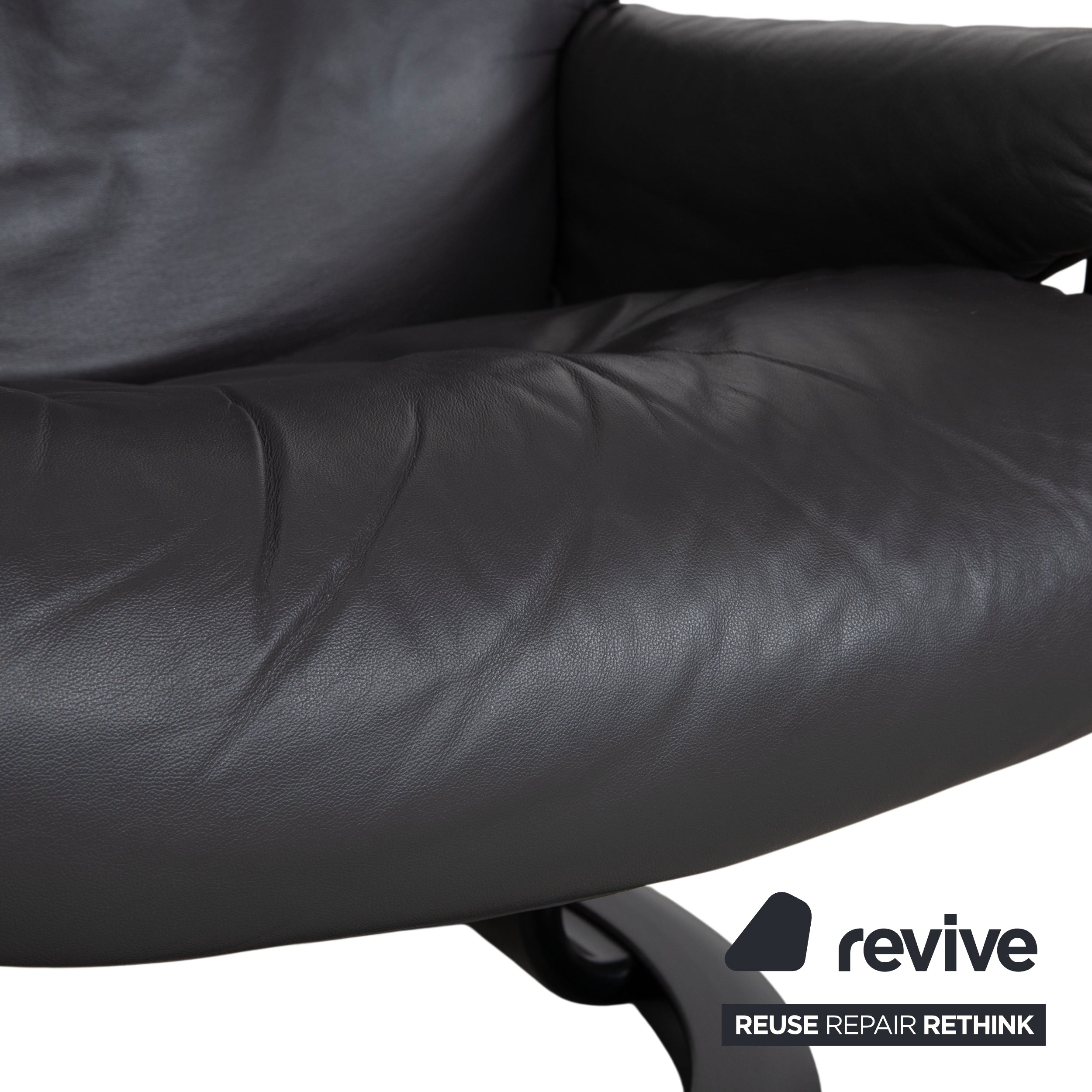 Stressless Sunrise Leather Recliner Dark Grey Anthracite Graphite Manual Function
