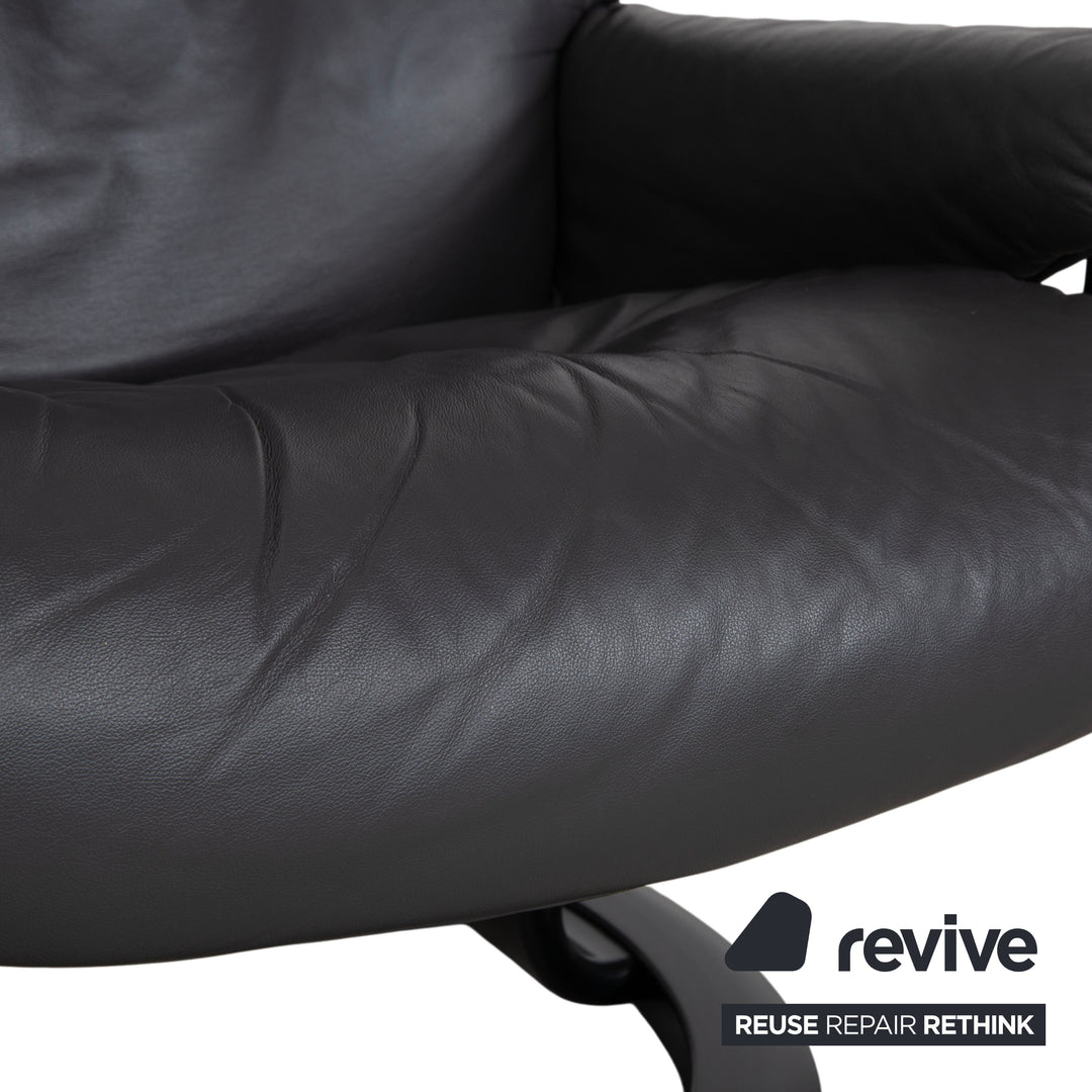 Stressless Sunrise Leather Recliner Dark Grey Anthracite Graphite Manual Function