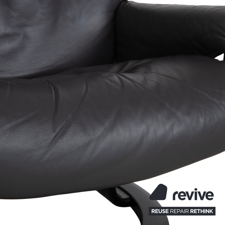 Stressless Sunrise Leather Recliner Dark Grey Anthracite Graphite Manual Function