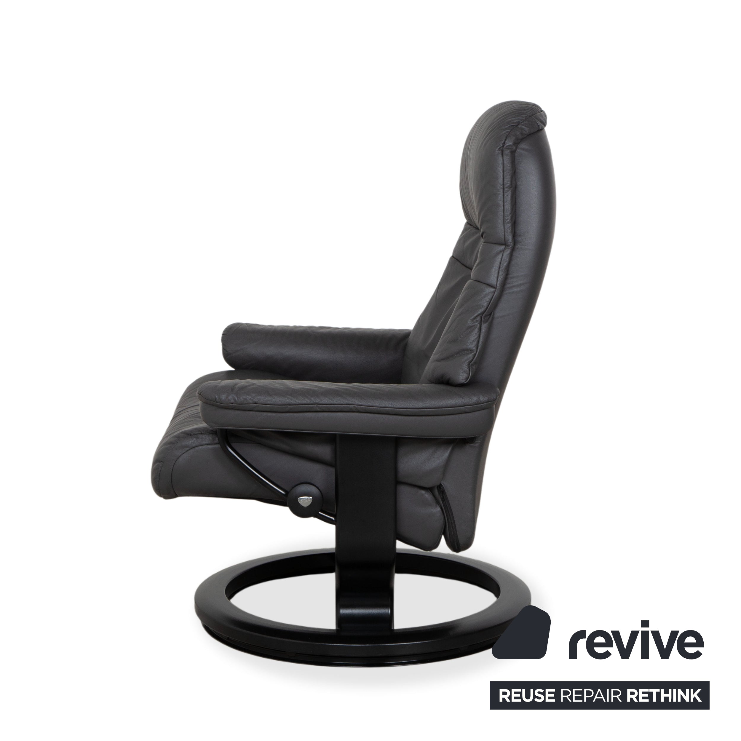 Stressless Sunrise Leather Recliner Dark Grey Anthracite Graphite Manual Function
