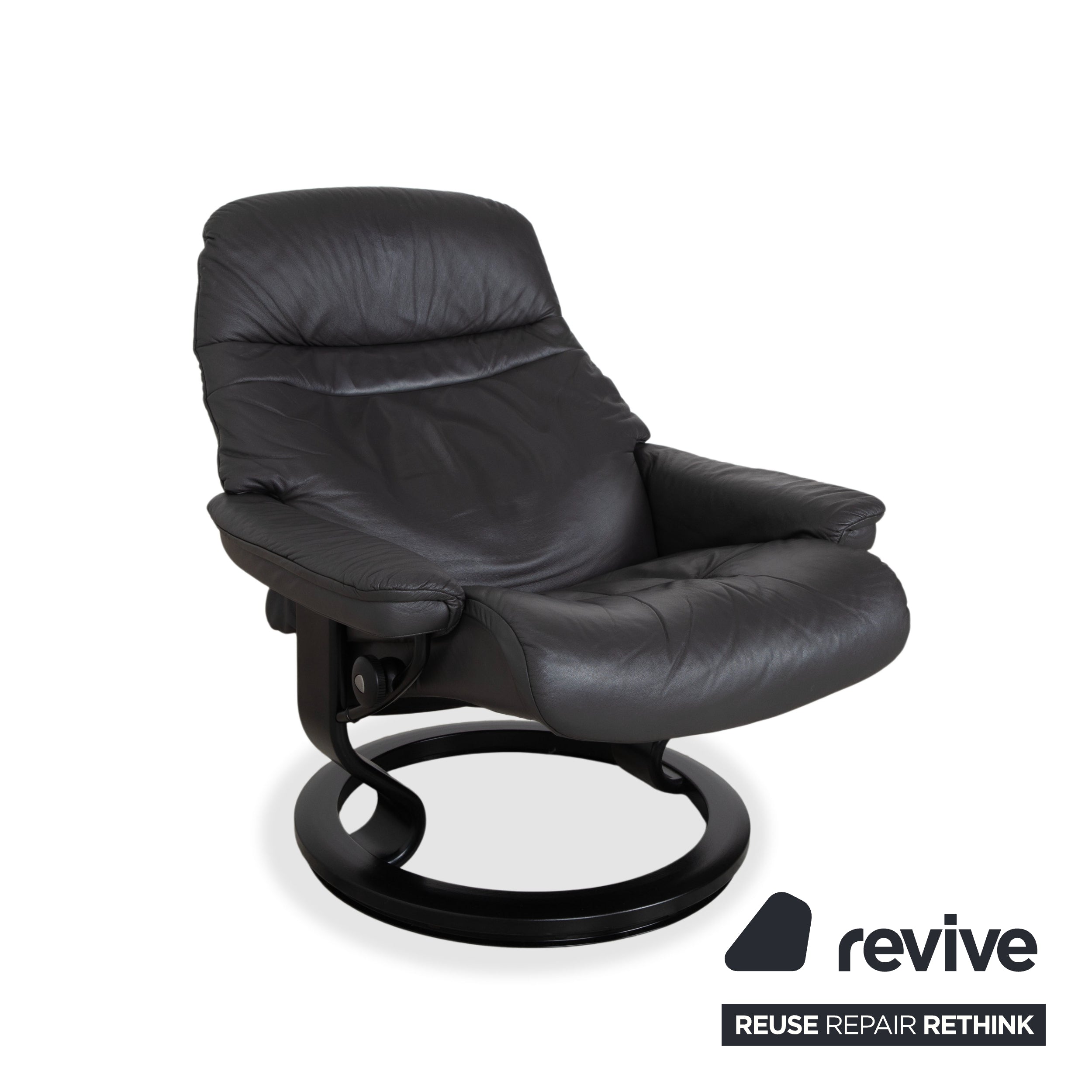 Stressless Sunrise Leather Recliner Dark Grey Anthracite Graphite Manual Function
