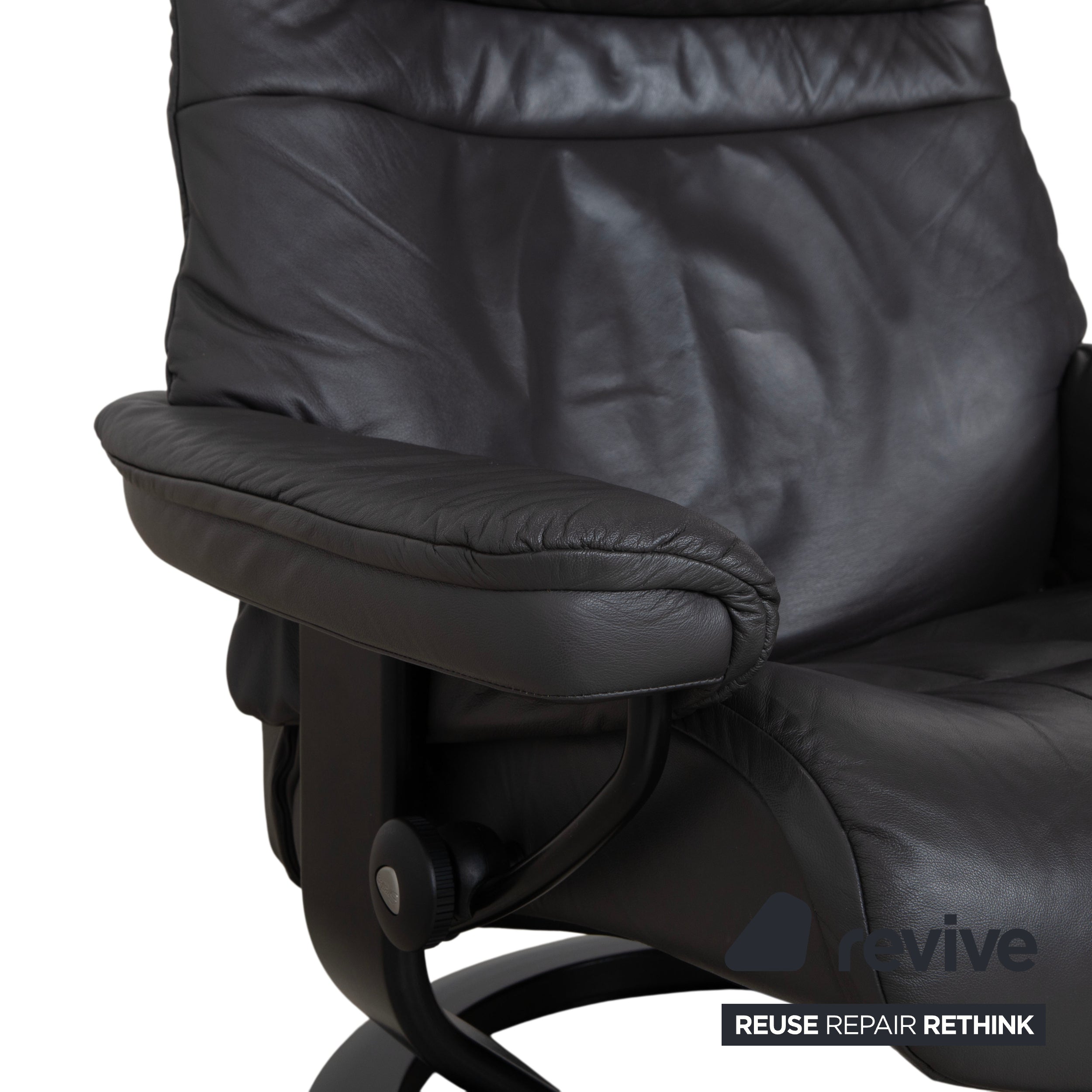 Stressless Sunrise Leather Recliner Dark Grey Anthracite Graphite Manual Function