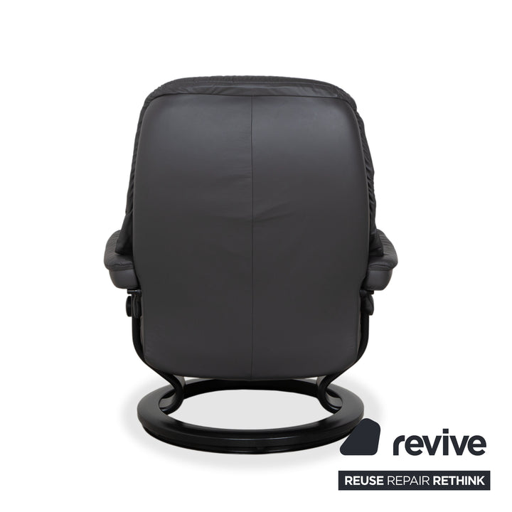 Stressless Sunrise Leather Recliner Dark Grey Anthracite Graphite Manual Function