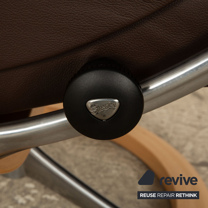 Stressless Sunrise Leder Sessel Garnitur Braun manuelle Funktion Relaxfunktion inkl. Hocker Größe M