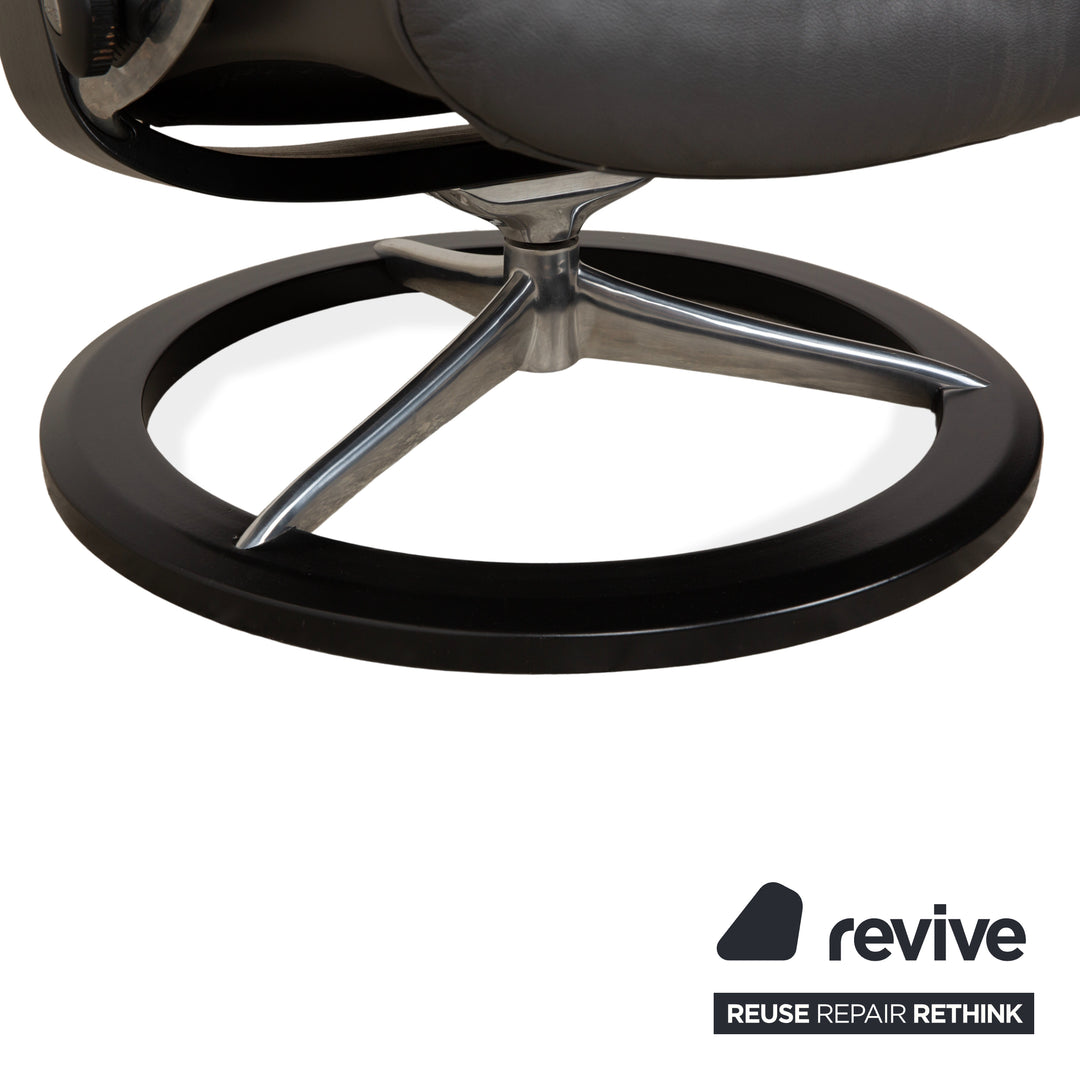 Stressless Sunrise Leder Sessel Grau Anthrazit inkl. Hocker