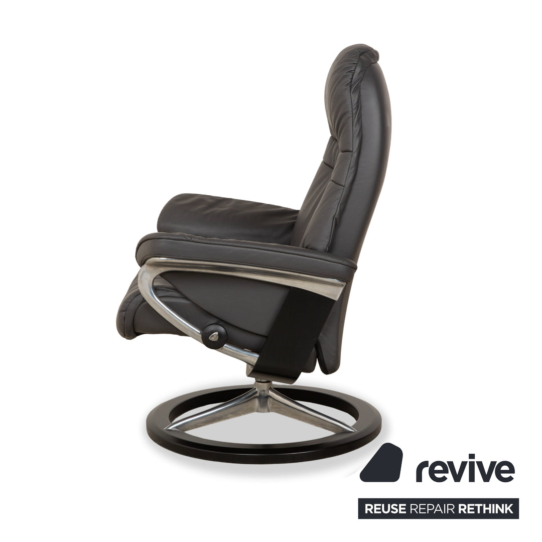Stressless Sunrise Leder Sessel Grau Anthrazit inkl. Hocker