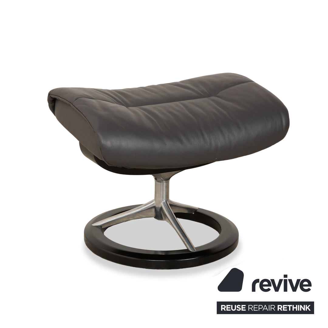 Stressless Sunrise Leder Sessel Grau Anthrazit inkl. Hocker